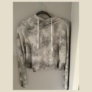 Grey Tie dye cropped hoodie